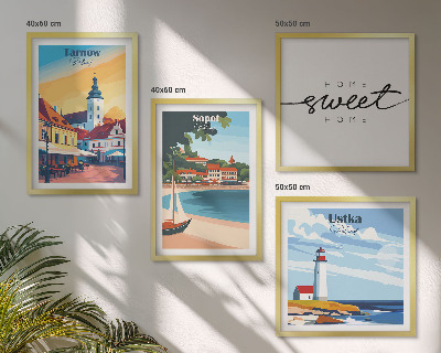 Set of 4 wall art pieces Polish Cities Ustka Tarnów Sopot