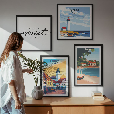 Set of 4 wall art pieces Polish Cities Ustka Tarnów Sopot