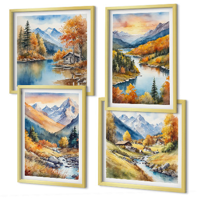 Multi-piece wall decor set Mountain landscape with a river