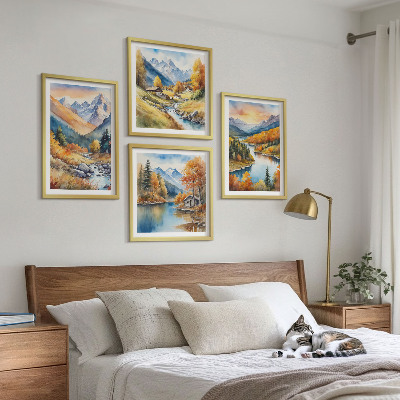 Multi-piece wall decor set Mountain landscape with a river