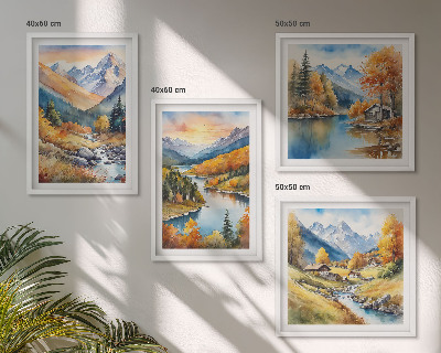 Multi-piece wall decor set Mountain landscape with a river