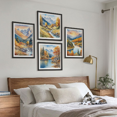 Multi-piece wall decor set Mountain landscape with a river