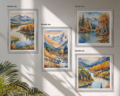 Wall art set Mountain views river autumn