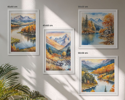 Wall art set Mountain views river autumn