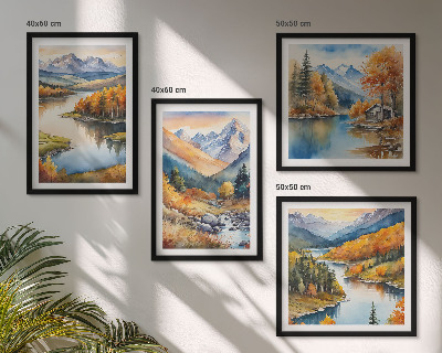 Wall art set Mountain views river autumn