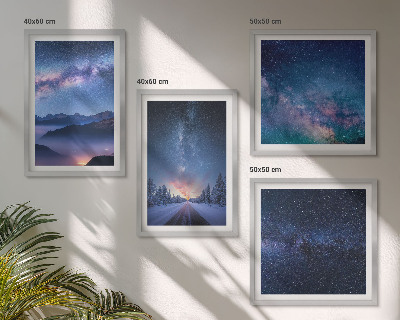 Wall art set Night sky mountains winter space