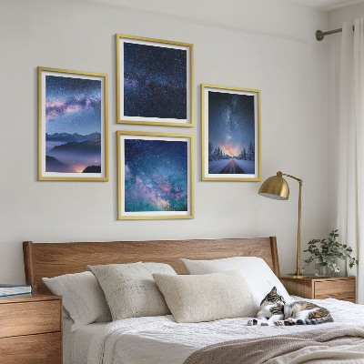 Wall art set Night sky mountains winter space