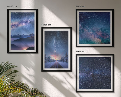 Wall art set Night sky mountains winter space