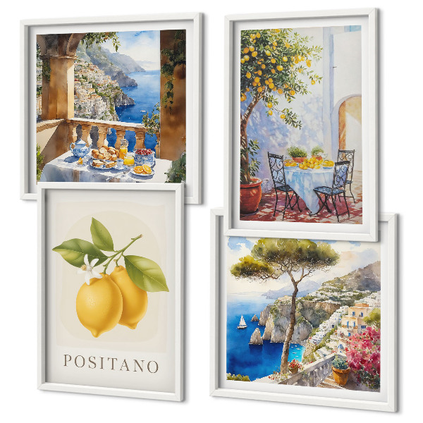 Wall art set Views of Positano lemon architecture