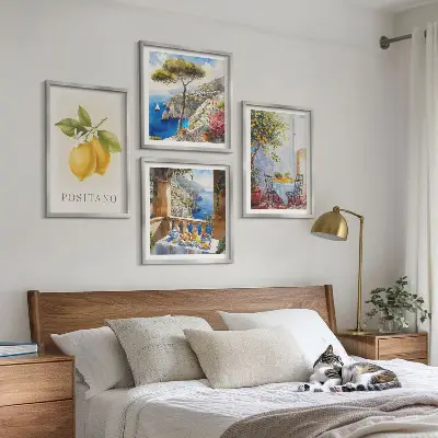 Wall art set featuring views of Positano lemon architecture
