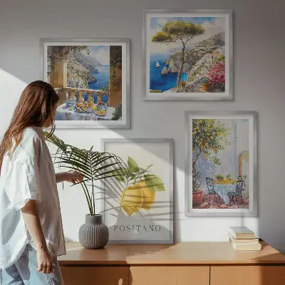 Wall art set featuring views of Positano lemon architecture