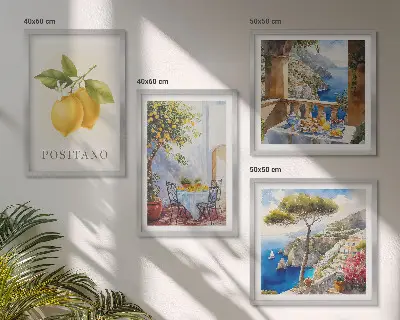 Wall art set featuring views of Positano lemon architecture