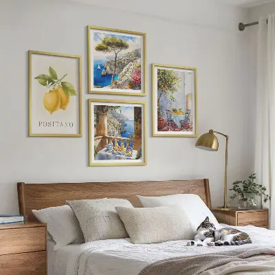 Wall art set featuring views of Positano lemon architecture