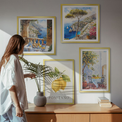Wall art set Views of Positano lemon architecture