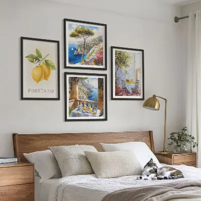Wall art set featuring views of Positano lemon architecture