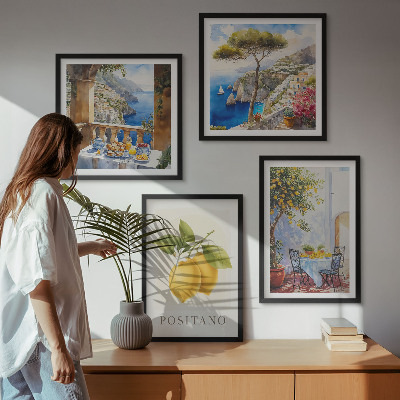 Wall art set Views of Positano lemon architecture