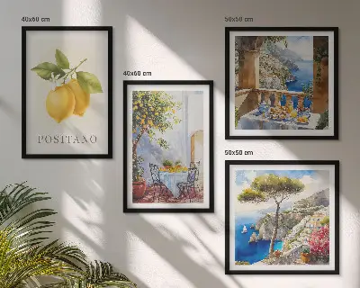 Wall art set featuring views of Positano lemon architecture
