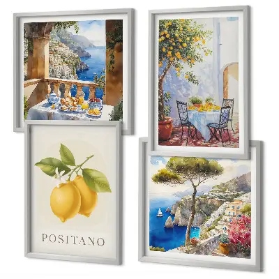 Wall art set featuring views of Positano lemon architecture