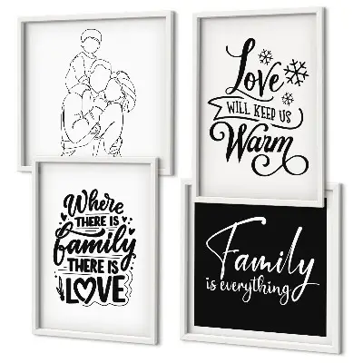 Multi-piece wall decor set featuring family, love, warmth, and home themes