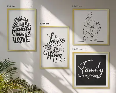 Multi-piece wall decor set featuring family, love, warmth, and home themes
