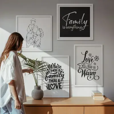 Multi-piece wall decor set featuring family, love, warmth, and home themes