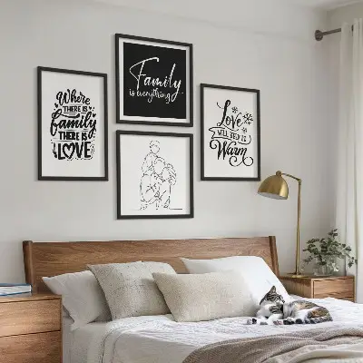 Multi-piece wall decor set featuring family, love, warmth, and home themes