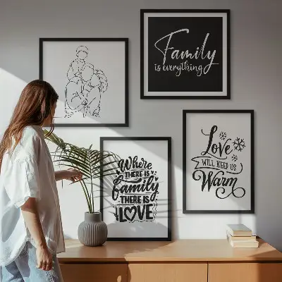 Multi-piece wall decor set featuring family, love, warmth, and home themes