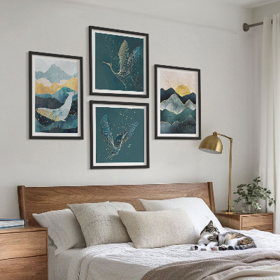 Wall art set Abstract crane mountains