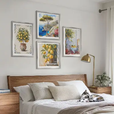 Lemon trees in the sun wall art set of 4 pieces