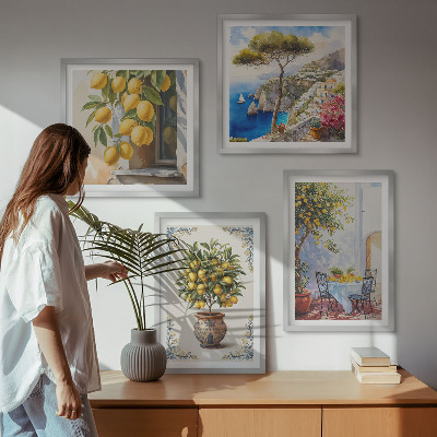 Set of 4 wall art pieces Lemon trees in the sun