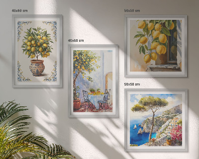 Set of 4 wall art pieces Lemon trees in the sun