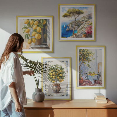 Set of 4 wall art pieces Lemon trees in the sun