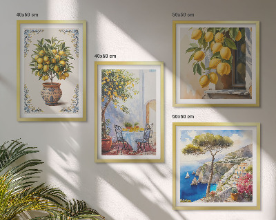 Set of 4 wall art pieces Lemon trees in the sun