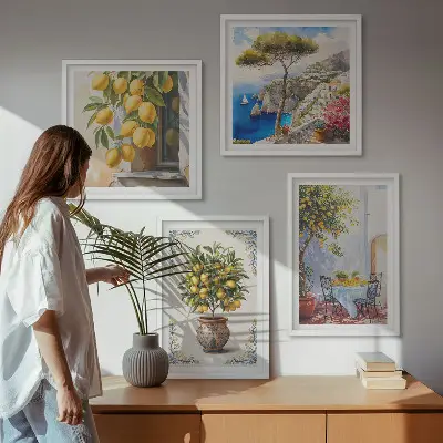 Lemon trees in the sun wall art set of 4 pieces