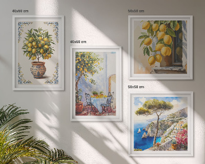 Set of 4 wall art pieces Lemon trees in the sun