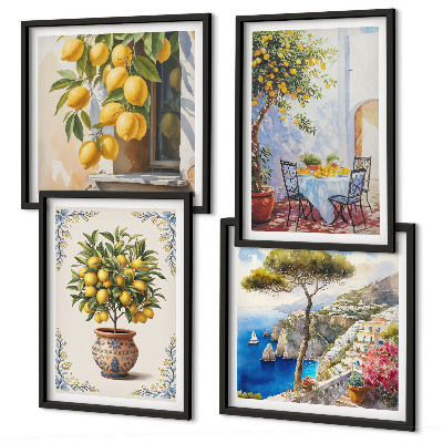 Set of 4 wall art pieces Lemon trees in the sun
