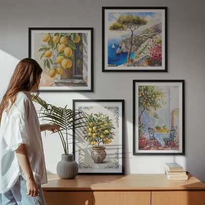 Set of 4 wall art pieces Lemon trees in the sun