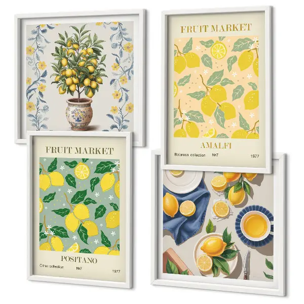 Multi-piece citrus tree wall decor set featuring an Italian fruit orchard theme