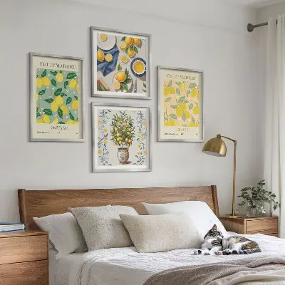 Multi-piece citrus tree wall decor set featuring an Italian fruit orchard theme