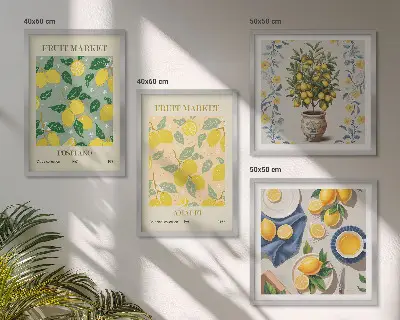 Multi-piece citrus tree wall decor set featuring an Italian fruit orchard theme