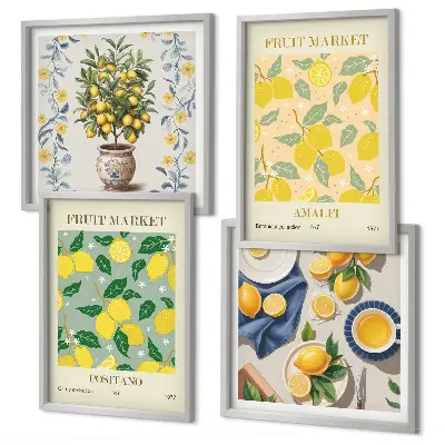 Multi-piece citrus tree wall decor set featuring an Italian fruit orchard theme