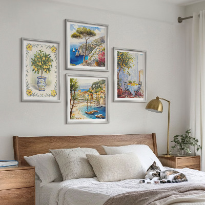Wall art set Sea of ​​lemon trees view