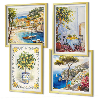Wall art set Sea of ​​lemon trees view