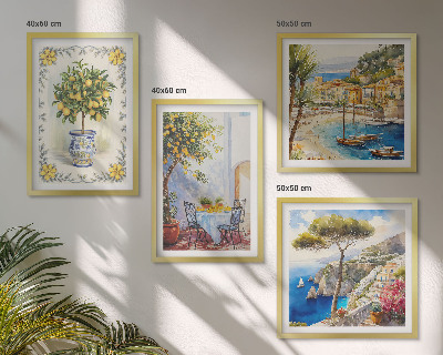 Wall art set Sea of ​​lemon trees view