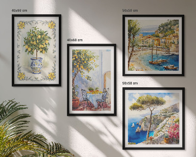 Wall art set Sea of ​​lemon trees view
