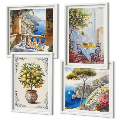 Sea lemon tree wall art set of 4 pieces