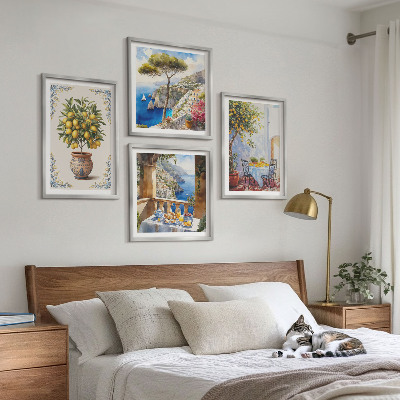 Set of 4 wall art pieces Sea lemon tree table