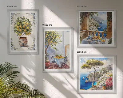 Sea lemon tree wall art set of 4 pieces