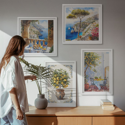 Set of 4 wall art pieces Sea lemon tree table