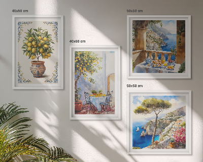 Set of 4 wall art pieces Sea lemon tree table